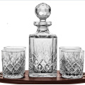 Traditional Crystal Square Decanter Set with glass stopper